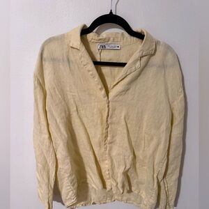 Women’s Zara yellow linen button up